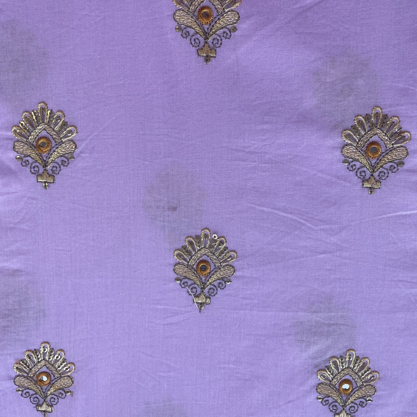 Purple Mirror Buti Embroidery Cotton Fabric 11520