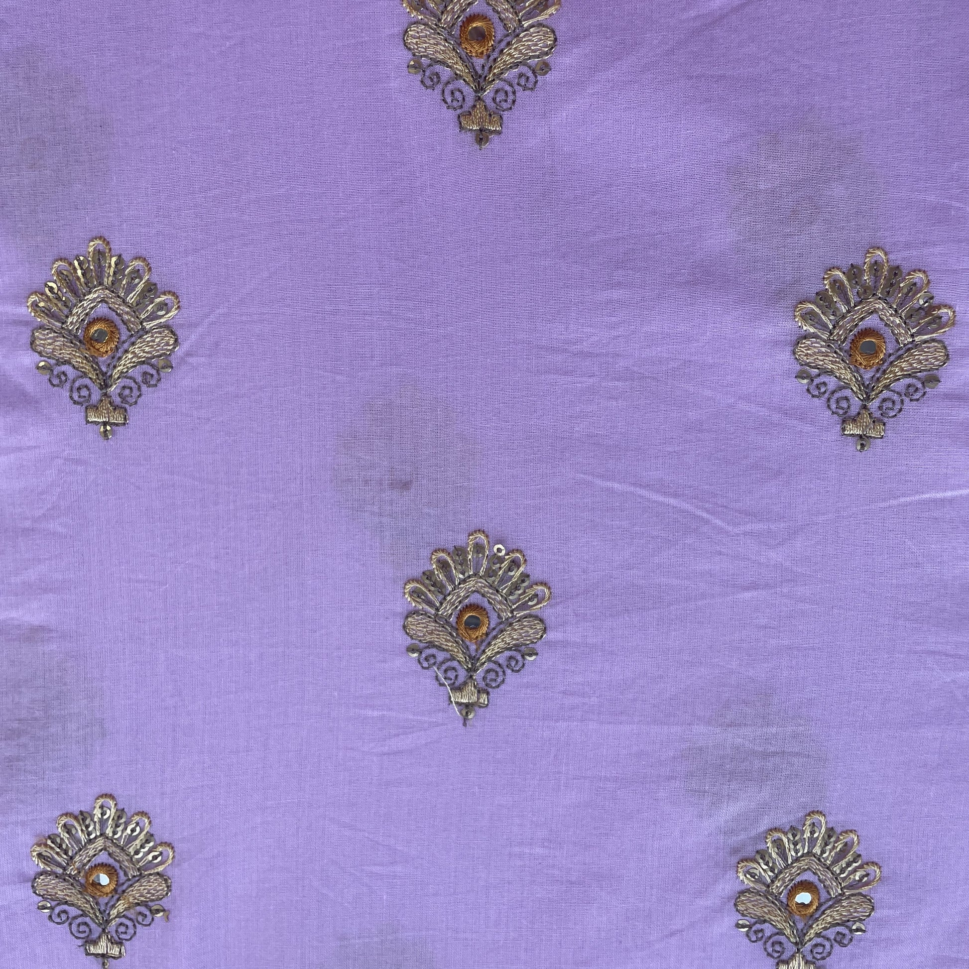 Purple Mirror Buti Embroidery Cotton Fabric 11520