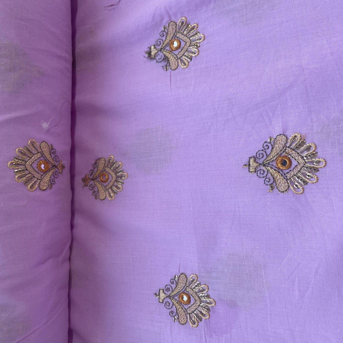 Purple Mirror Buti Embroidery Cotton Fabric 11520