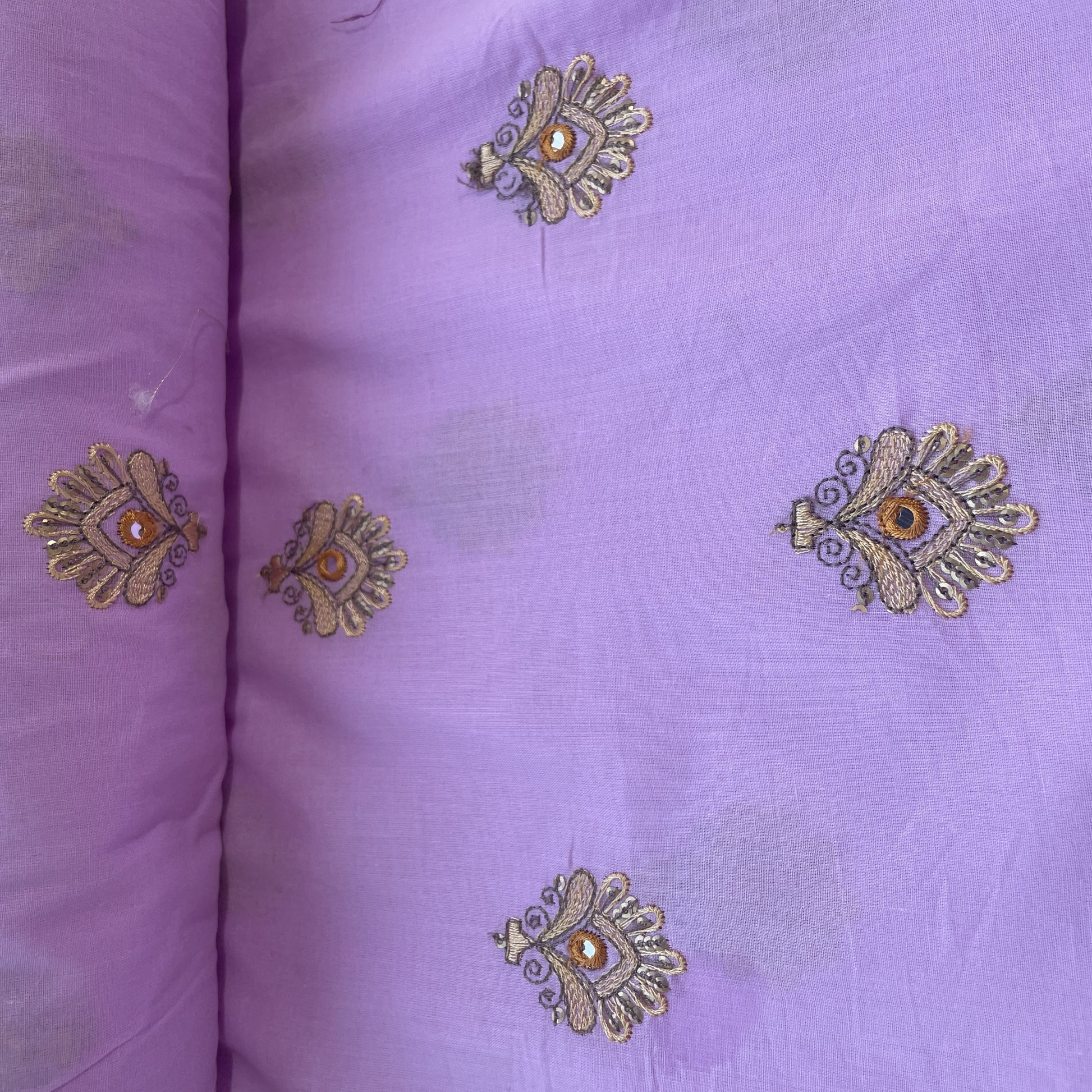 Purple Mirror Buti Embroidery Cotton Fabric 11520