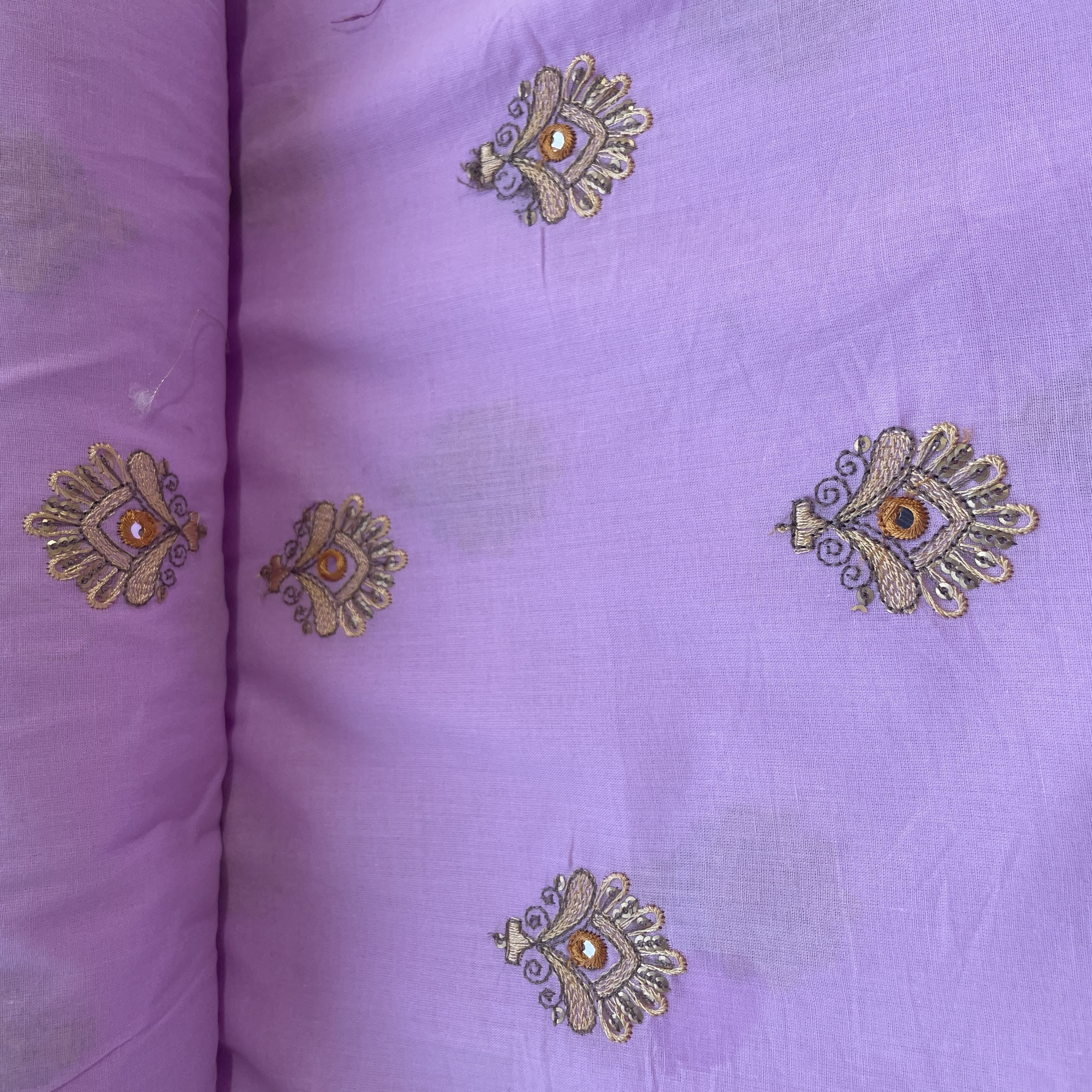 Purple Mirror Buti Embroidery Cotton Fabric 11520