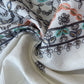 Off White & Multicolor Floral Embroidery With Border Cotton Fabric 11054