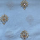Sky Blue Mirror Buti Embroidery Cotton Fabric 15522