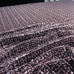 Premium Eggplant Purple Heavy Sequins CutDana Embroidery Net Fabric
