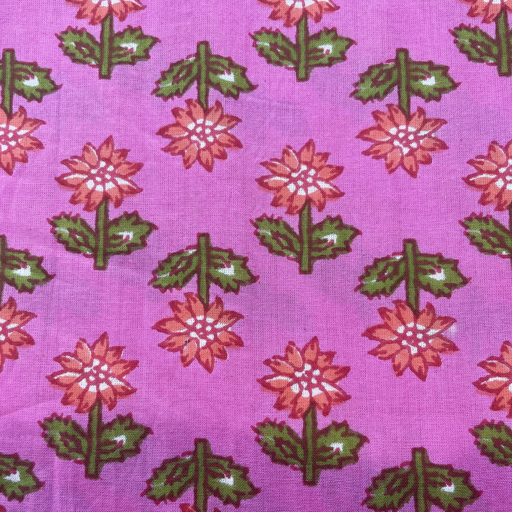 Pink Floral Print Cotton Fabric Cotton Fabric 5250