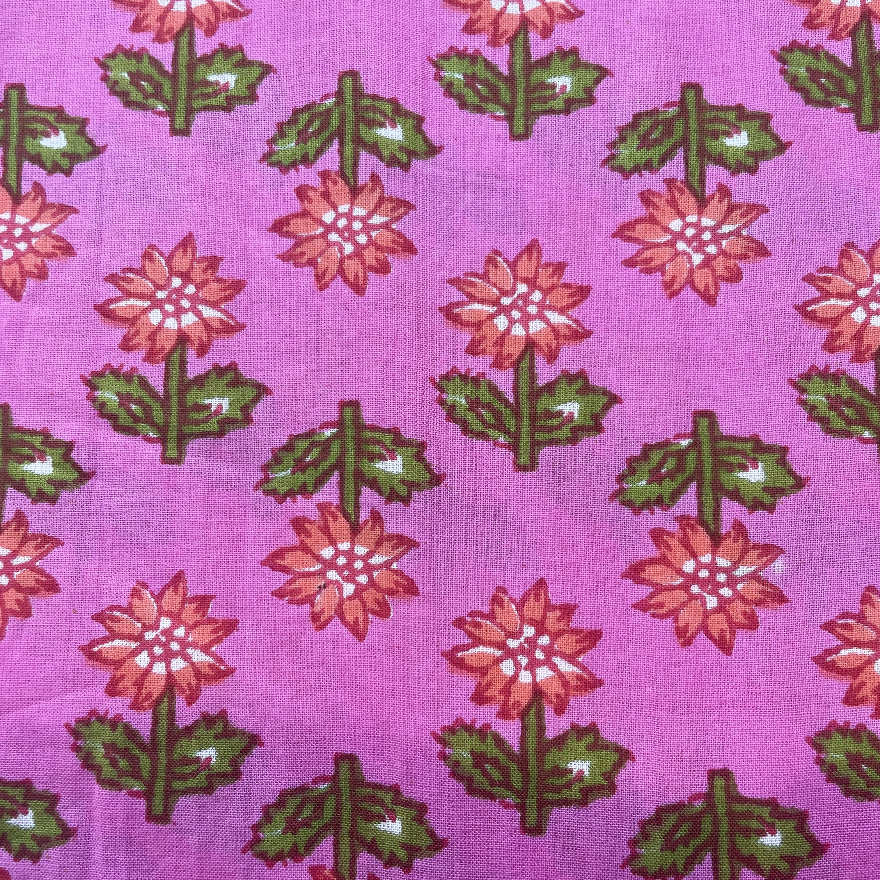 Pink Floral Print Cotton Fabric Cotton Fabric 5250