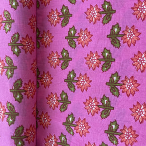 Pink Floral Print Cotton Fabric Cotton Fabric 5250