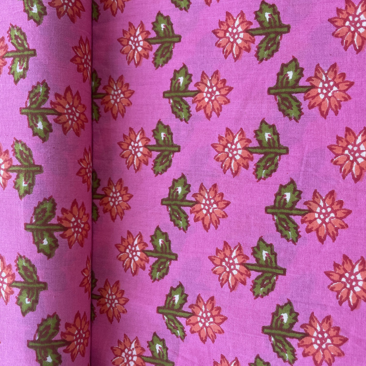 Pink Floral Print Cotton Fabric Cotton Fabric 5250