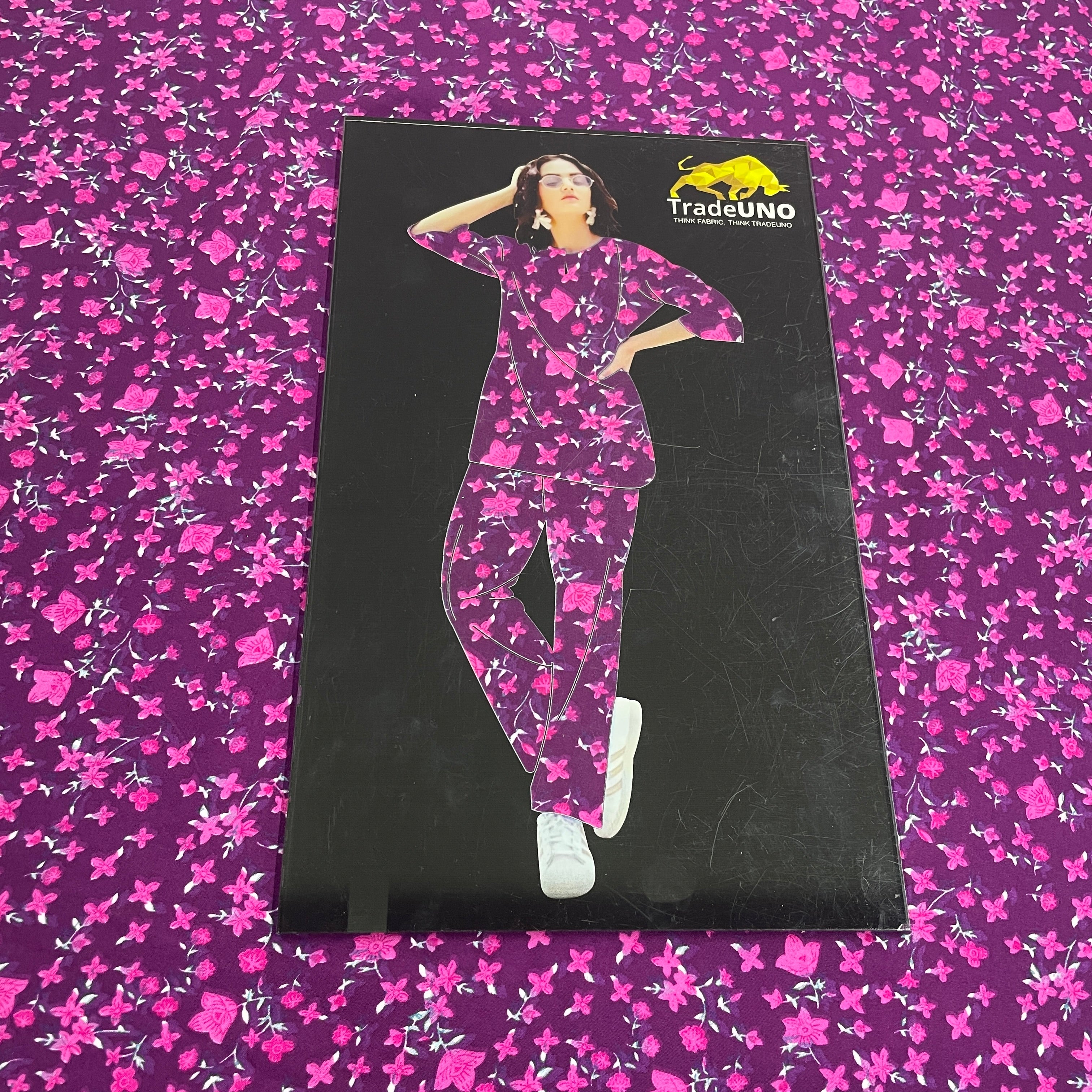 Purple Floral Crepe Fabric - TradeUNO