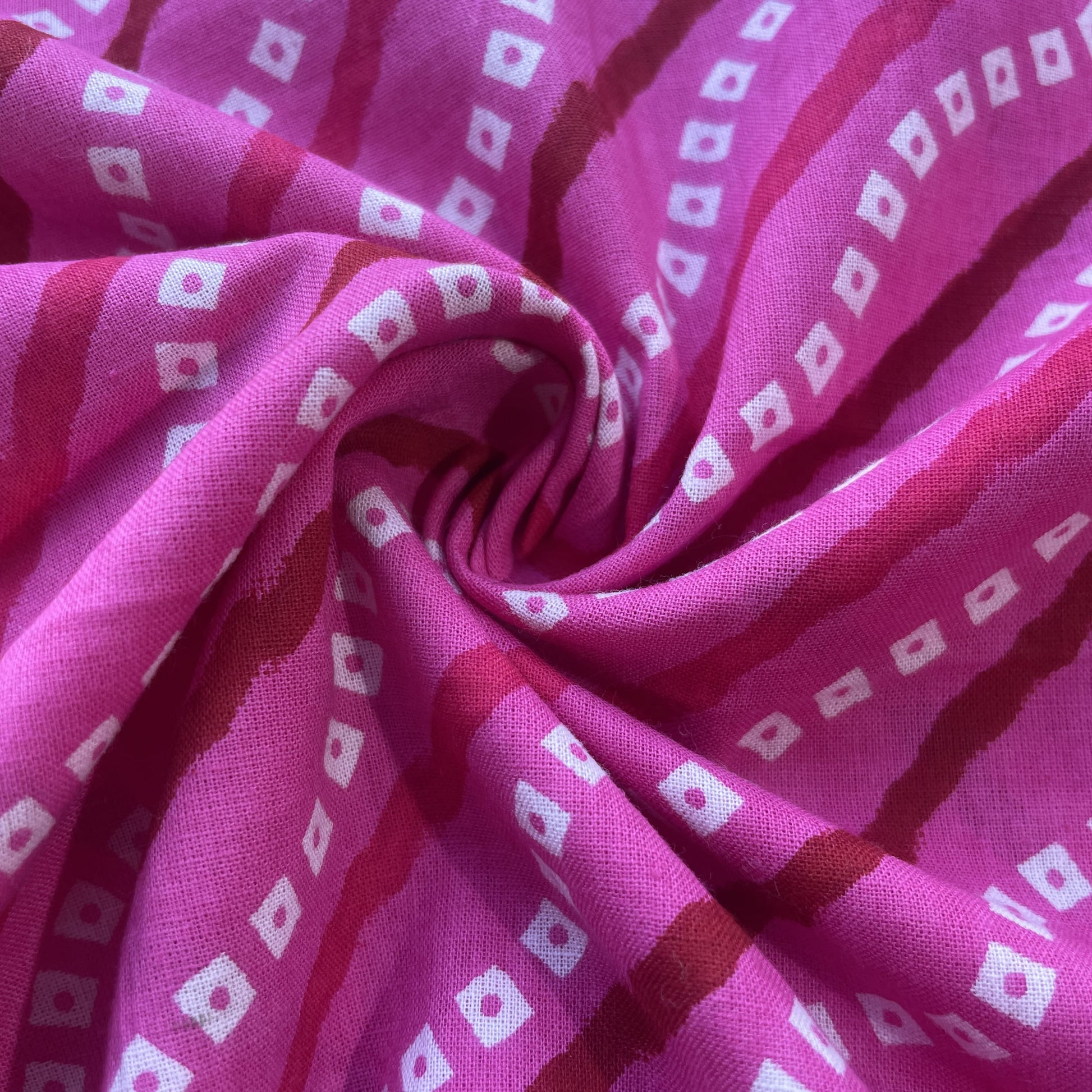Pink Lehriya Print Cotton Fabric 8897