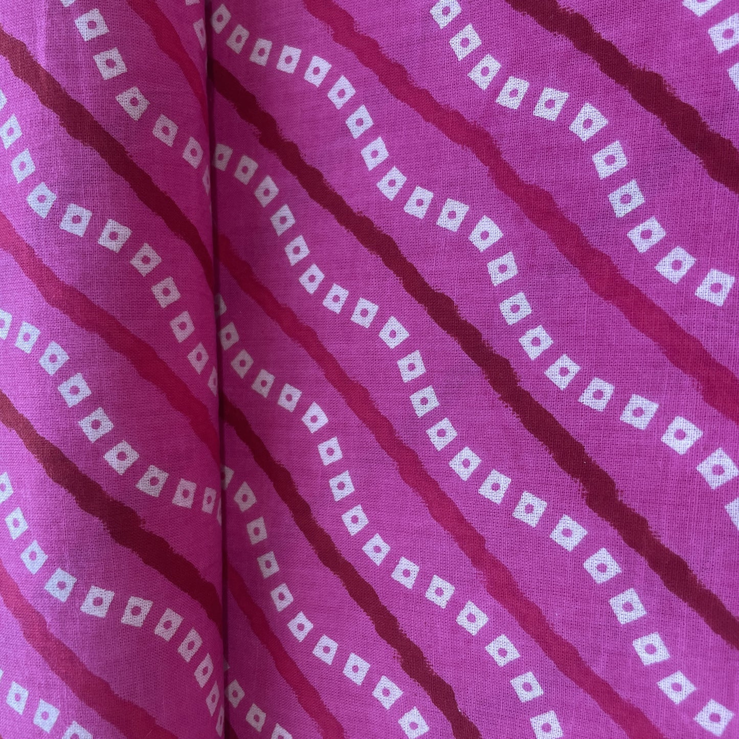 Pink Lehriya Print Cotton Fabric 8897