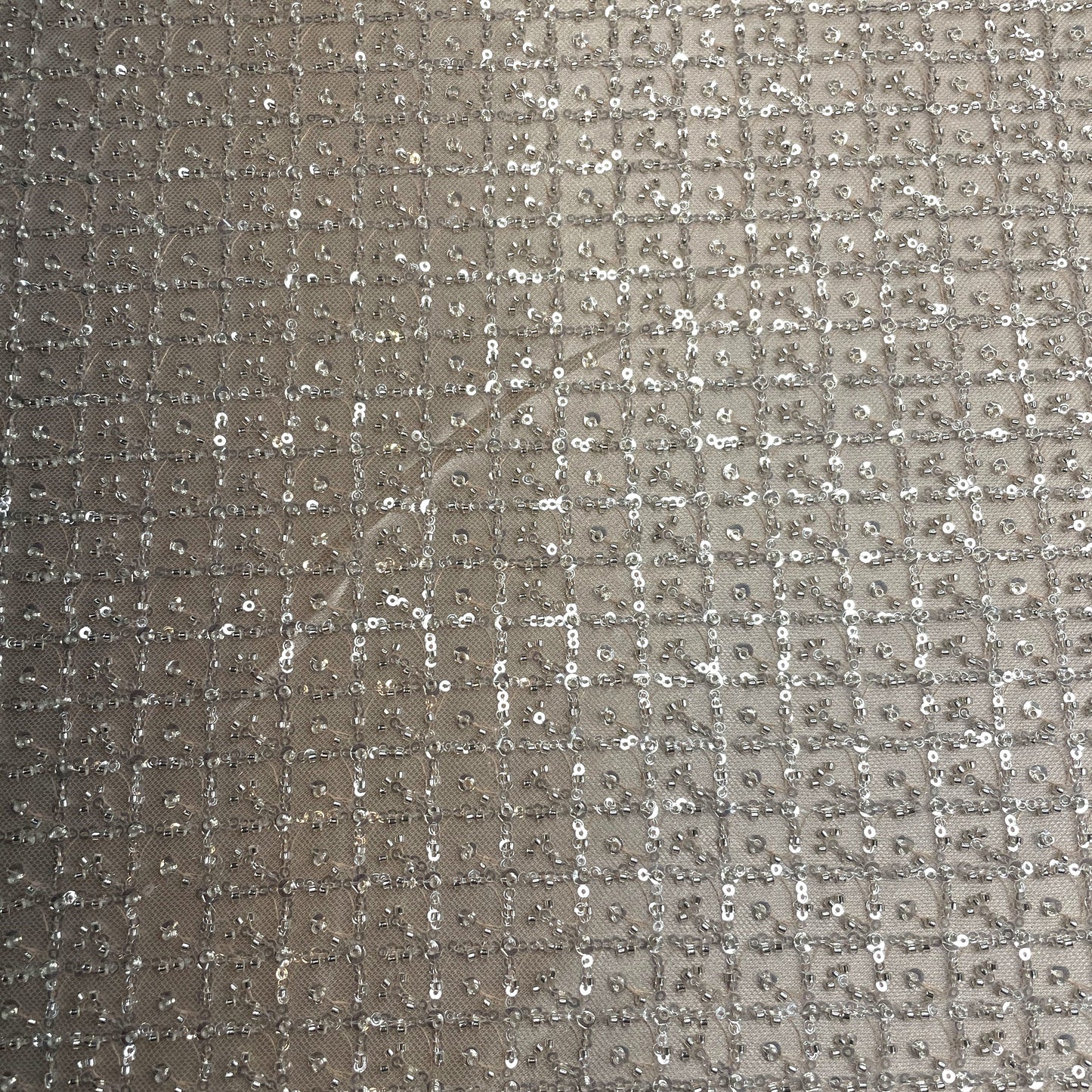 Premium Peach Pink Heavy Pearl Sequins CutDana Embroidery Net Fabric