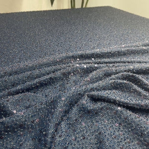 Premium Steel Blue Heavy Sequins CutDana Embroidery Net Fabric