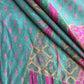 Green Floral Print Chanderi Silk Fabric 17689