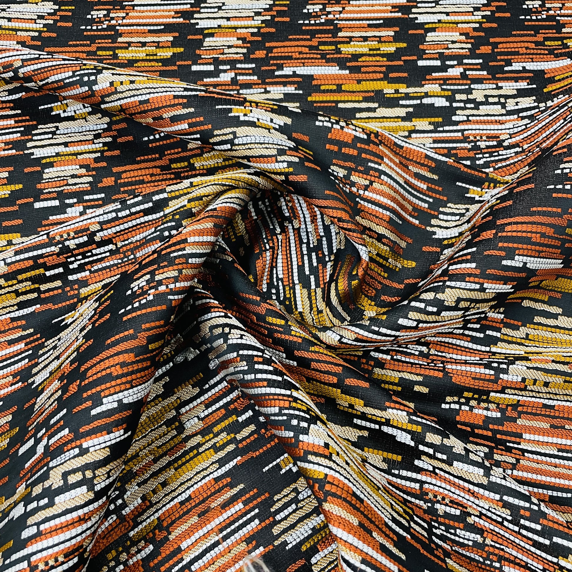 exclusive black orange stripe dobby tapestry fabric