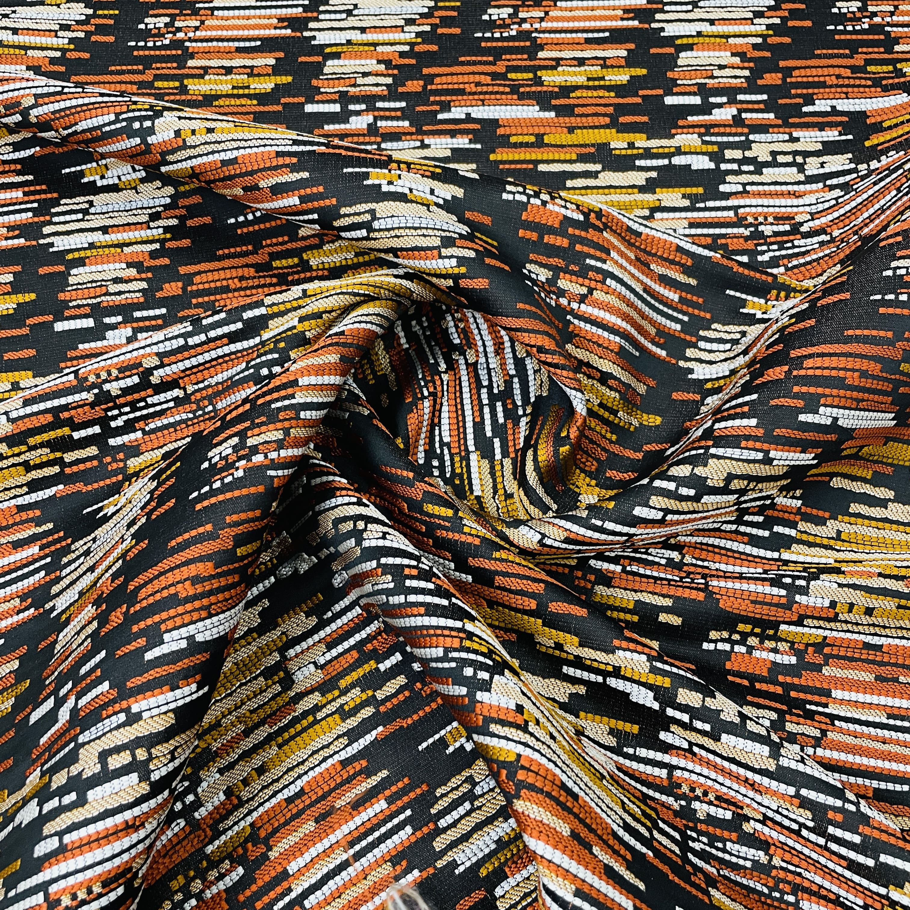 exclusive black orange stripe dobby tapestry fabric