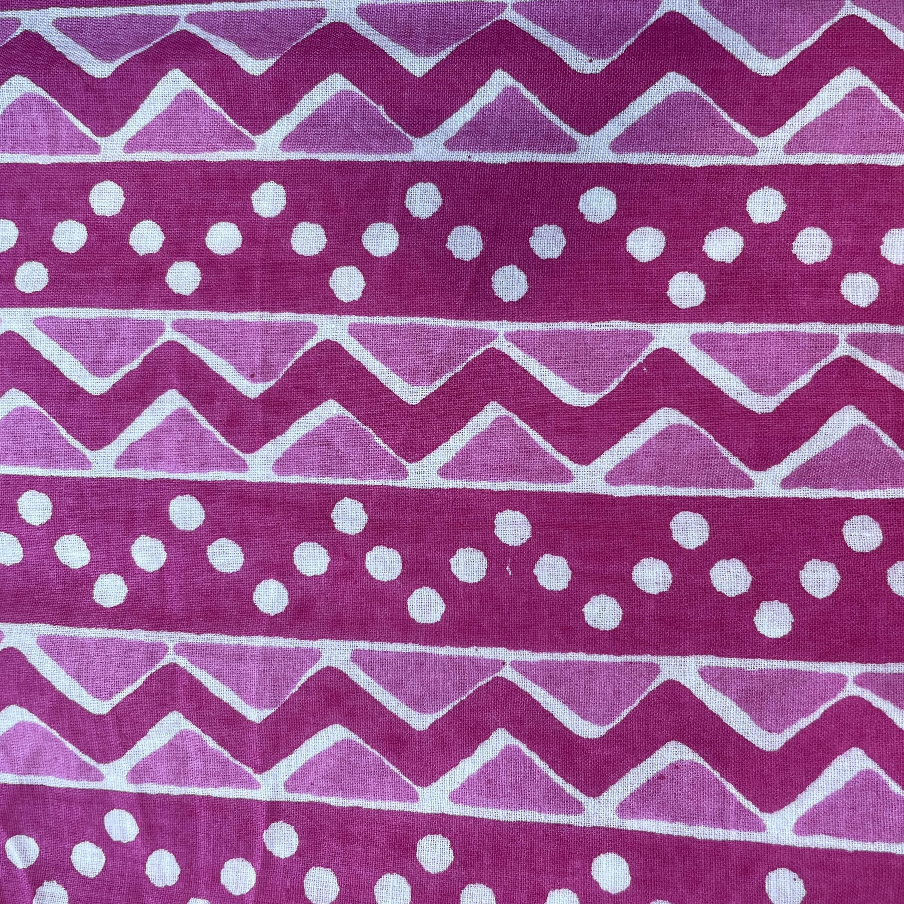 Pink Chevron Print Cotton Fabric 16105