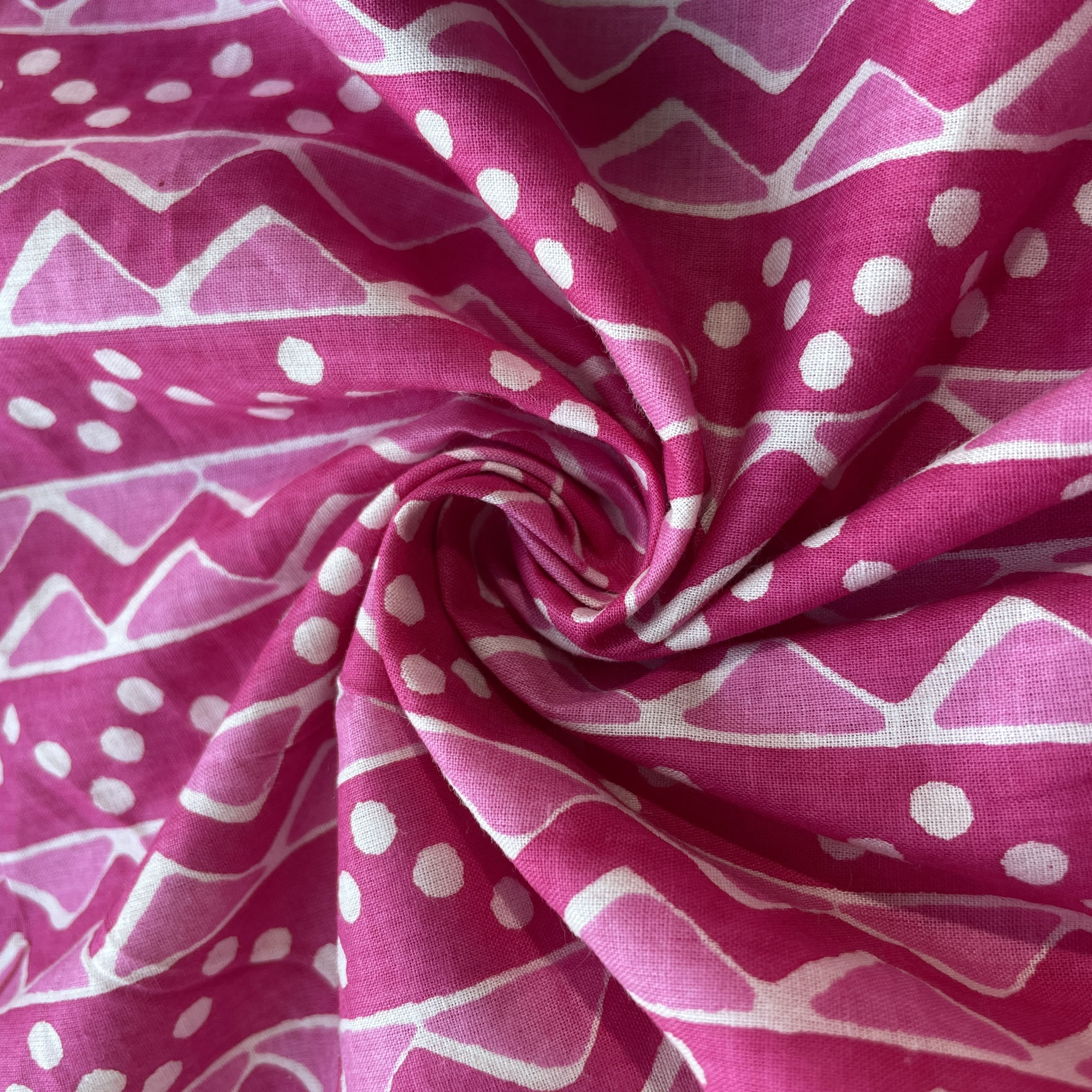 Pink Chevron Print Cotton Fabric 16105