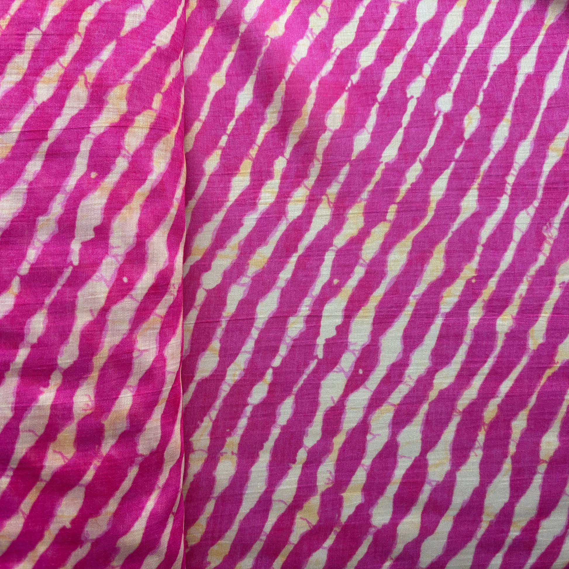 Pink Lehariya Print Chanderi Silk Fabric 17702