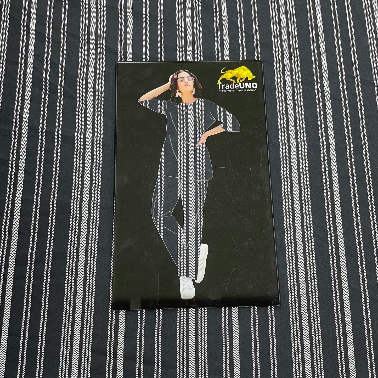 Black White Stripe Poly Rayon Fabric - TradeUNO