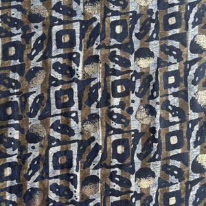 Blue Abstract Foil Print Chanderi Silk Fabric 12048 - TradeUNO