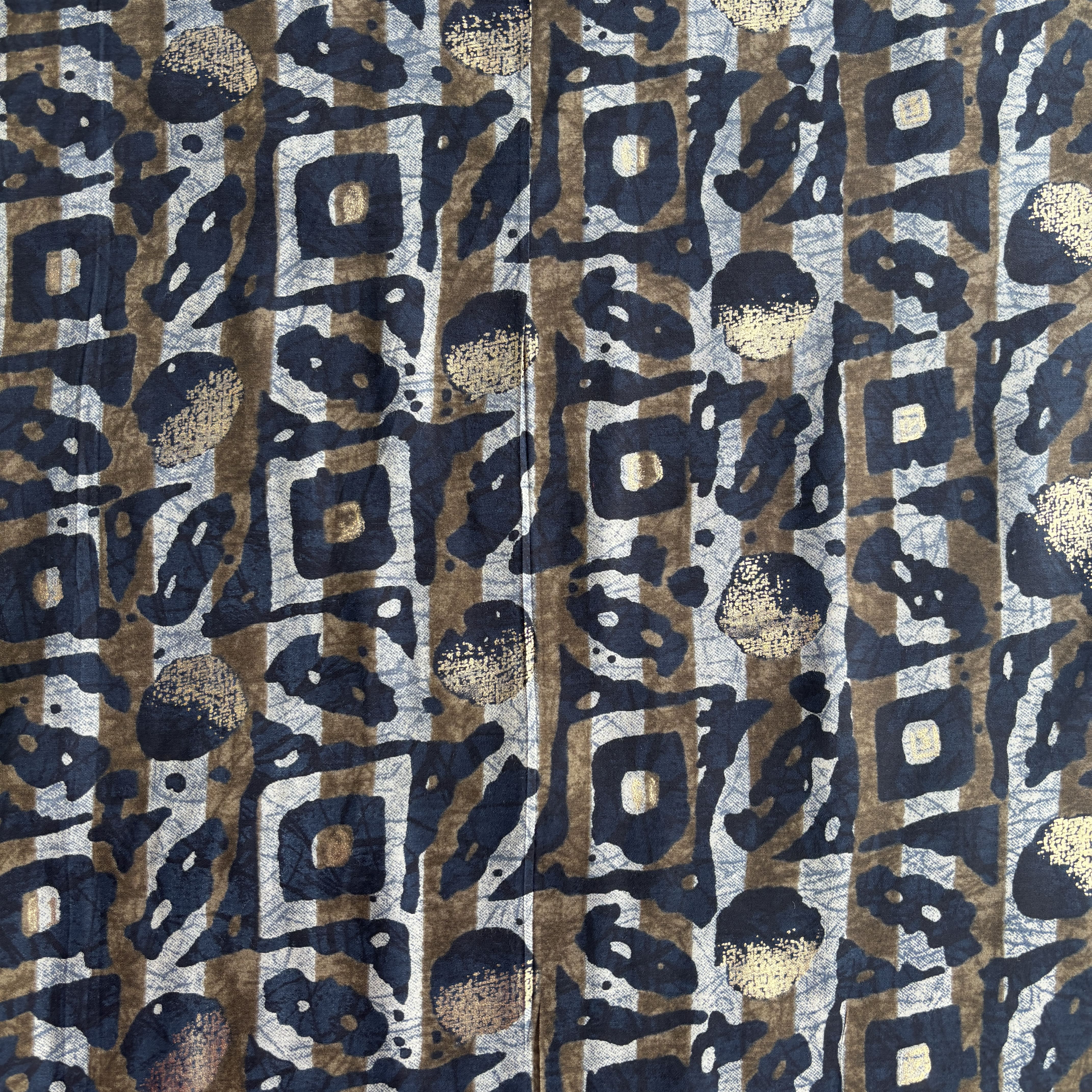 Blue Abstract Foil Print Chanderi Silk Fabric 12048 - TradeUNO