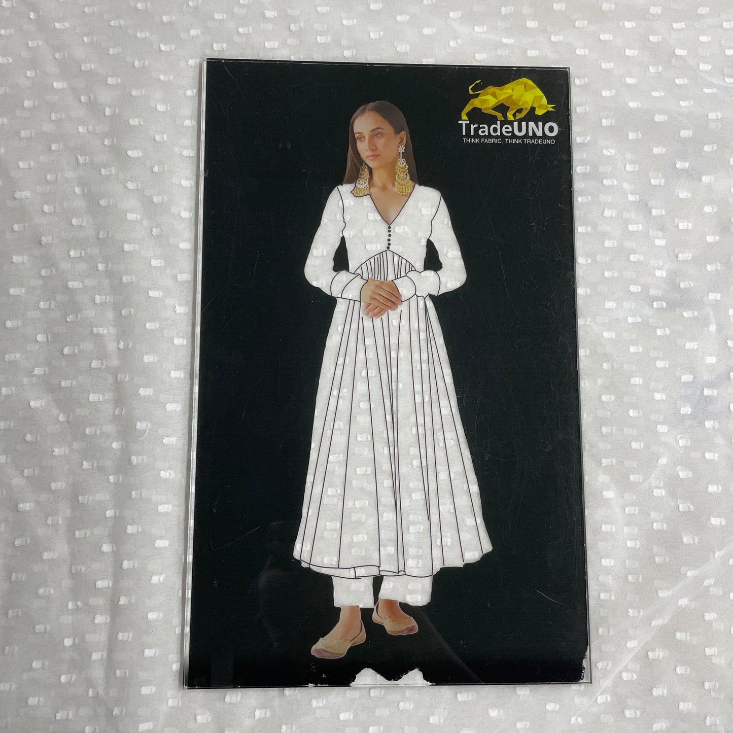 White Solid Georgette Dobby Fabric - TradeUNO