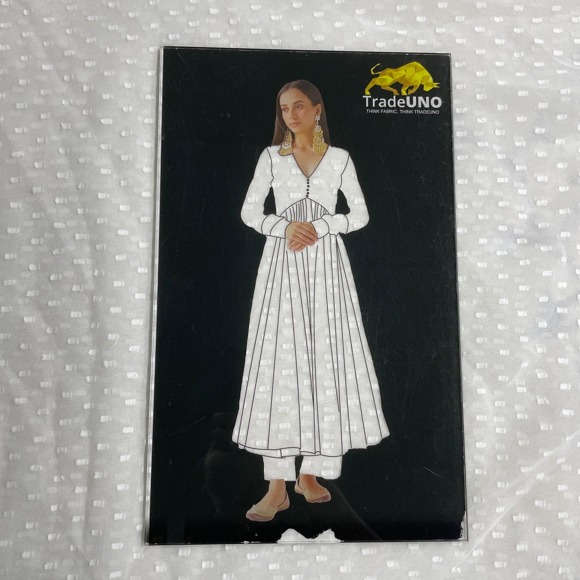 White Solid Georgette Dobby Fabric - TradeUNO