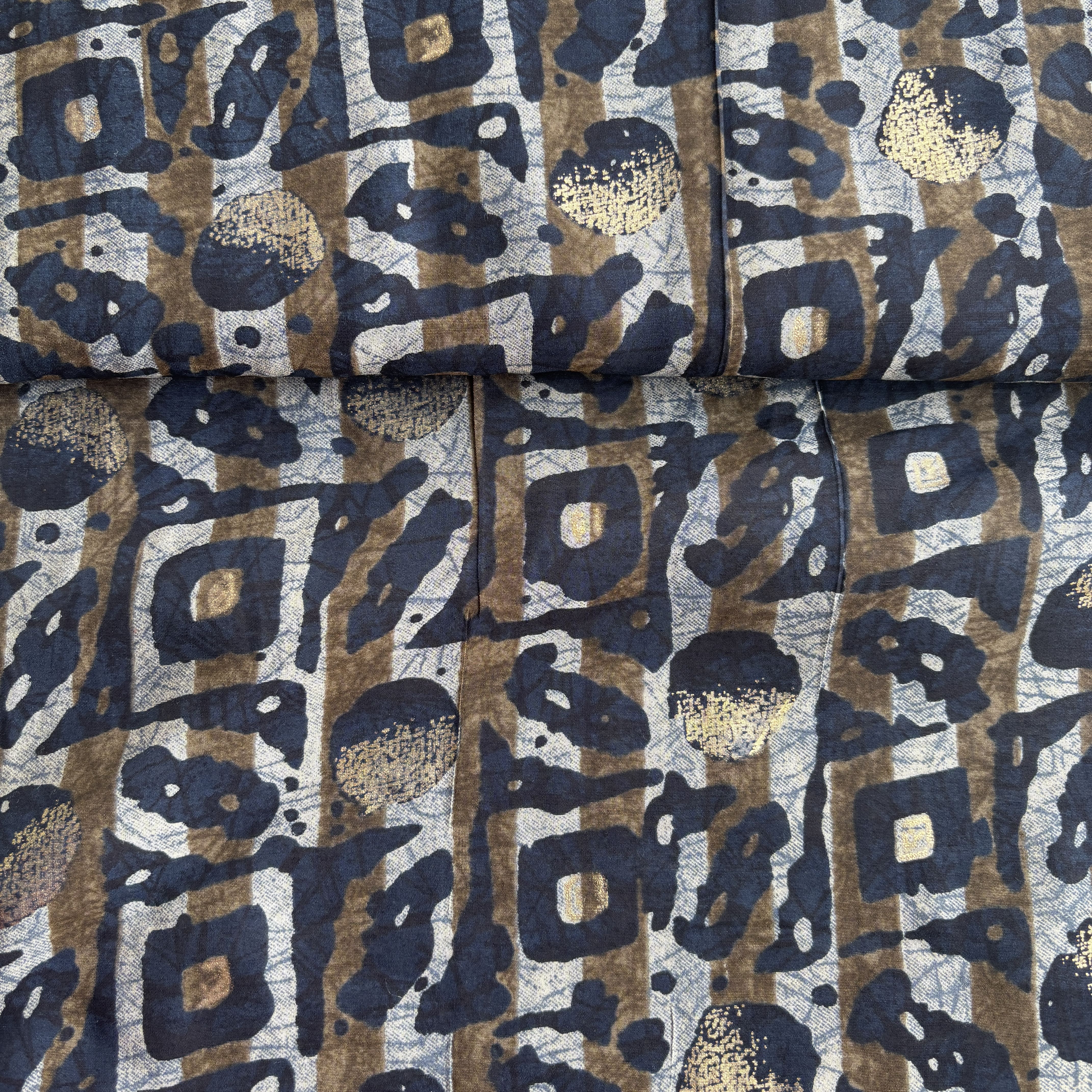 Blue Abstract Foil Print Chanderi Silk Fabric 12048 - TradeUNO