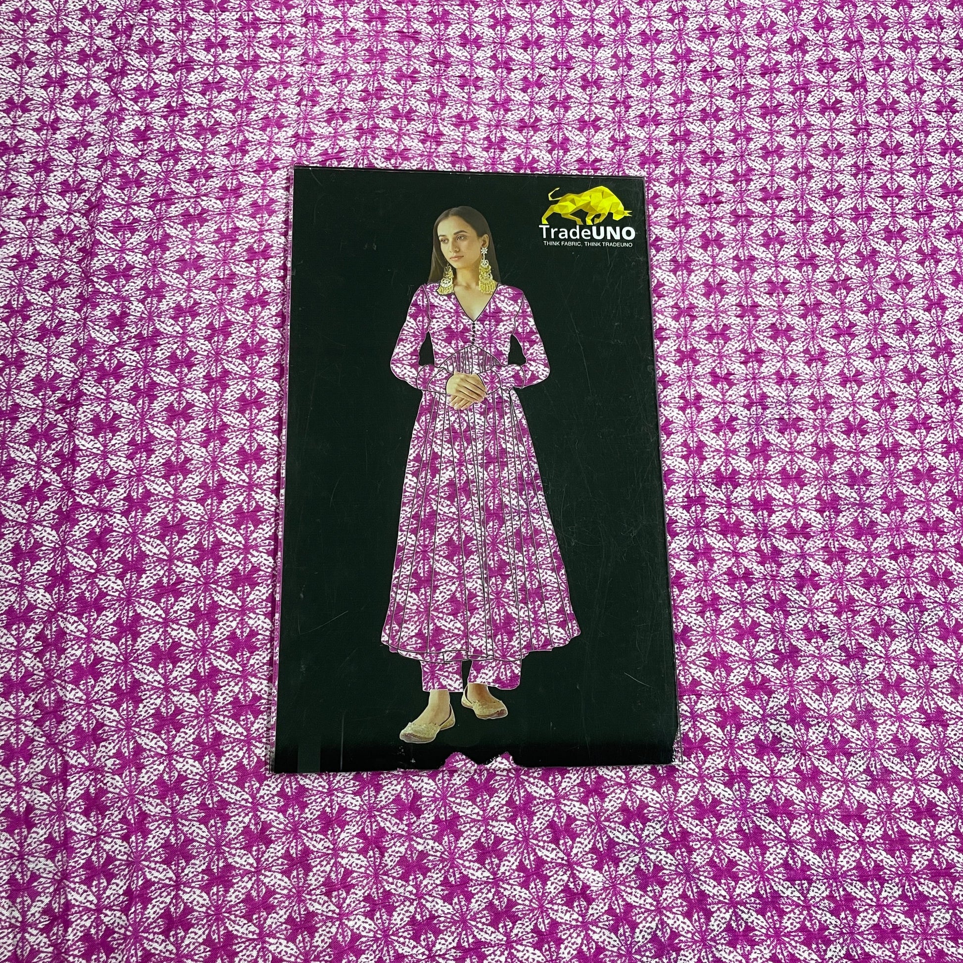 Pink Geometerical Print Rayon Fabric - TradeUNO