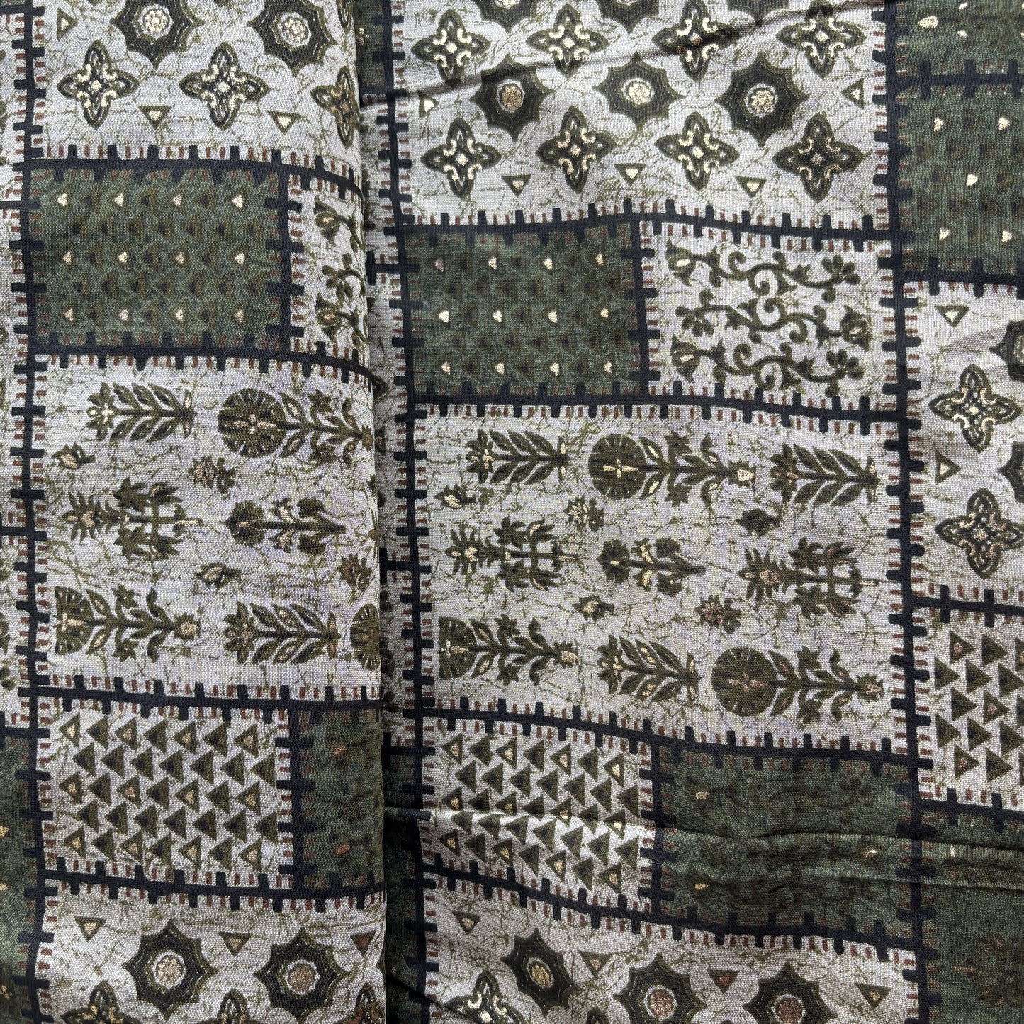 Yellow Bandhani Foil Print Chanderi Silk Fabric 12075