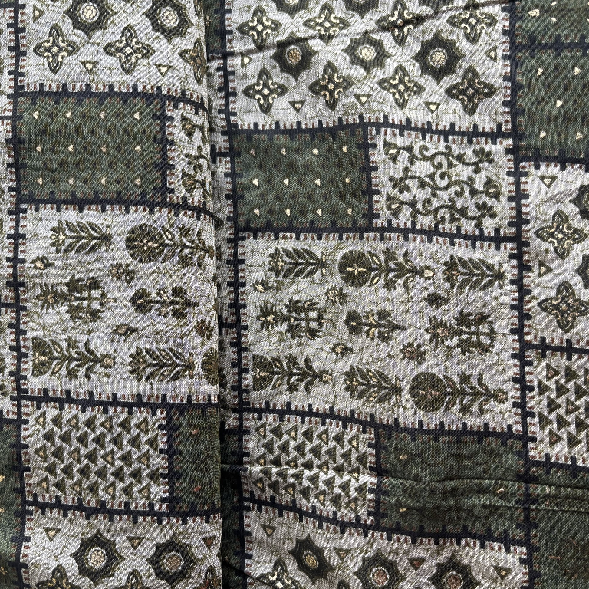 Yellow Bandhani Foil Print Chanderi Silk Fabric 12075