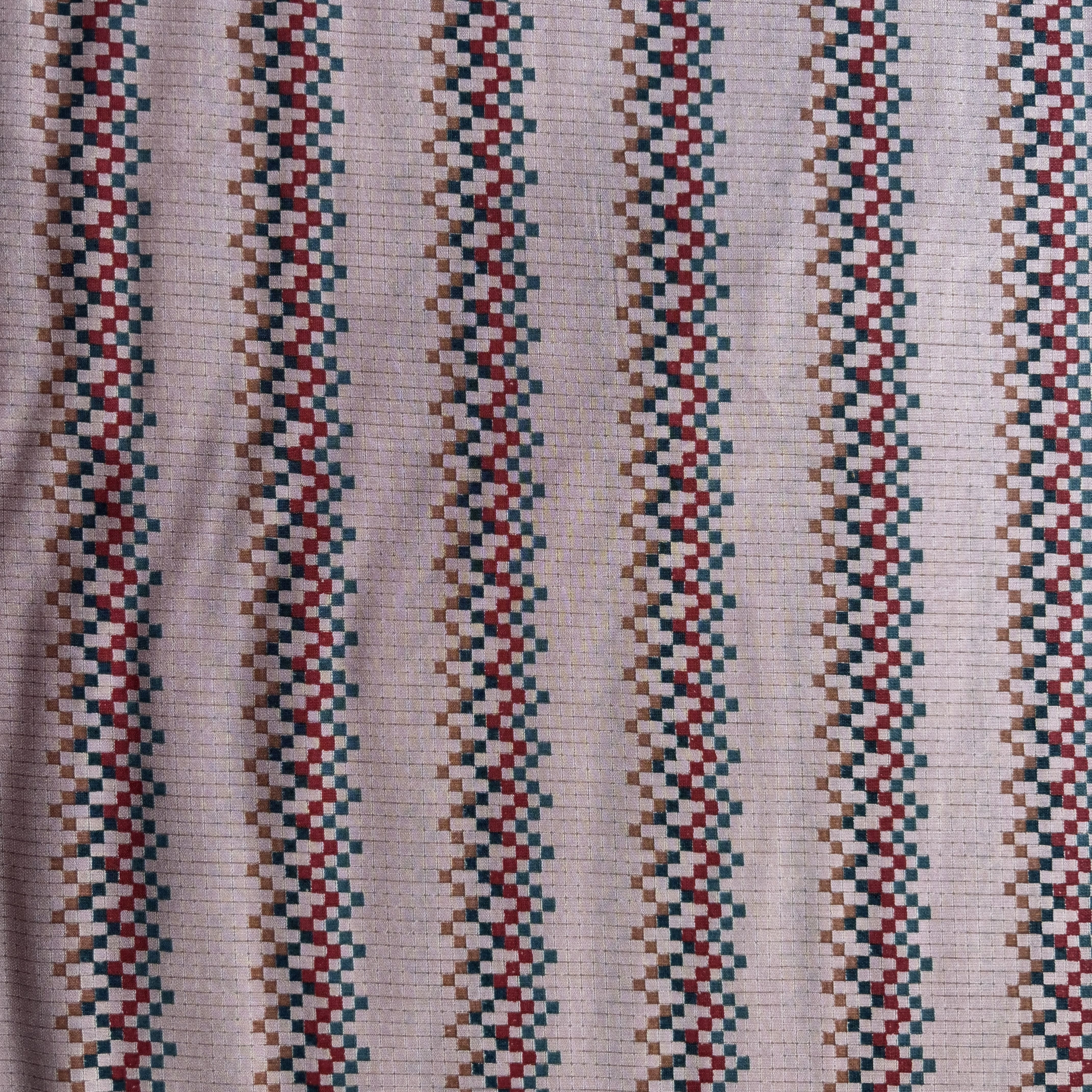 Peach Pink Traditional Print Chanderi Silk Fabric 12062 - TradeUNO