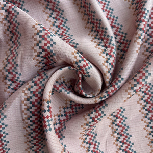Peach Pink Traditional Print Chanderi Silk Fabric 12062 - TradeUNO