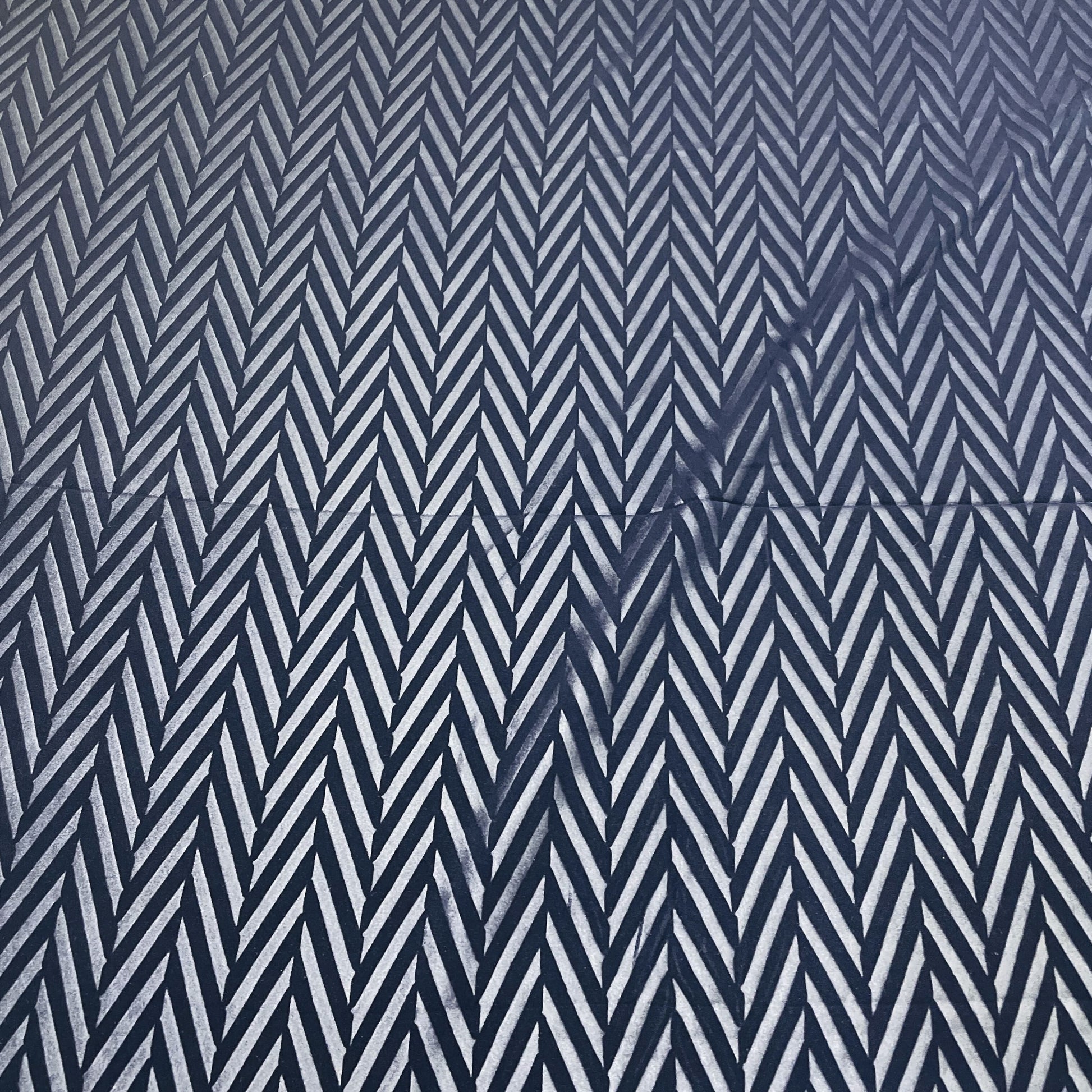 Exclusive Navy Blue Stripe Print Crepe Fabric