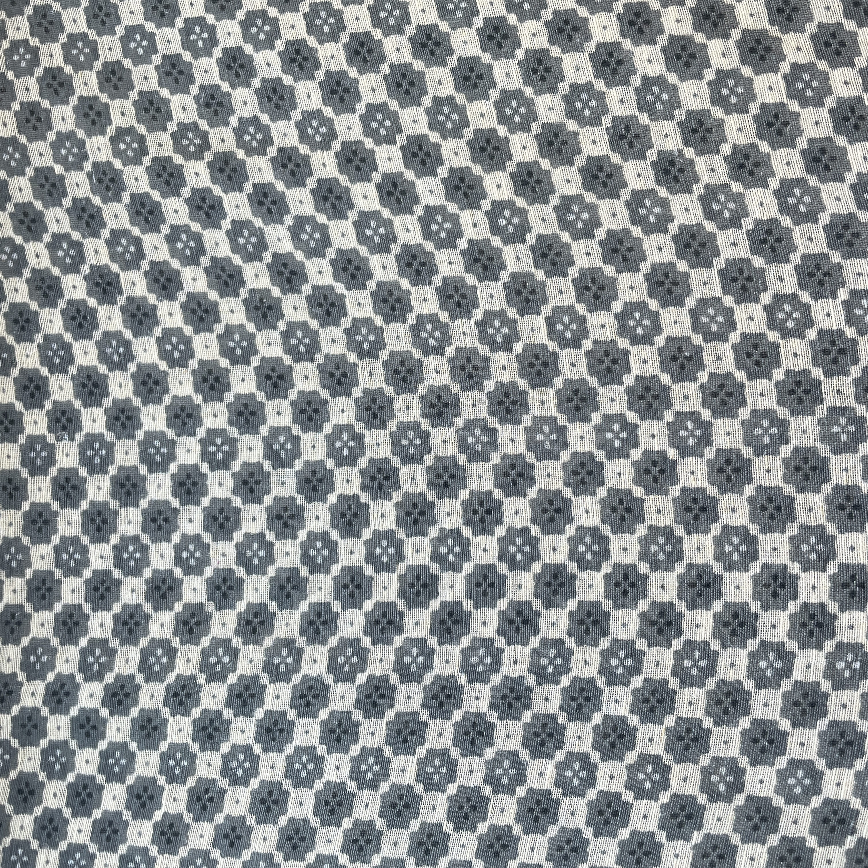 Green Geometrical Print Linen Organza Fabric 17199