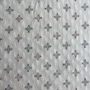 Off White Green Geometrical Cotton Chanderi Fabric 15614