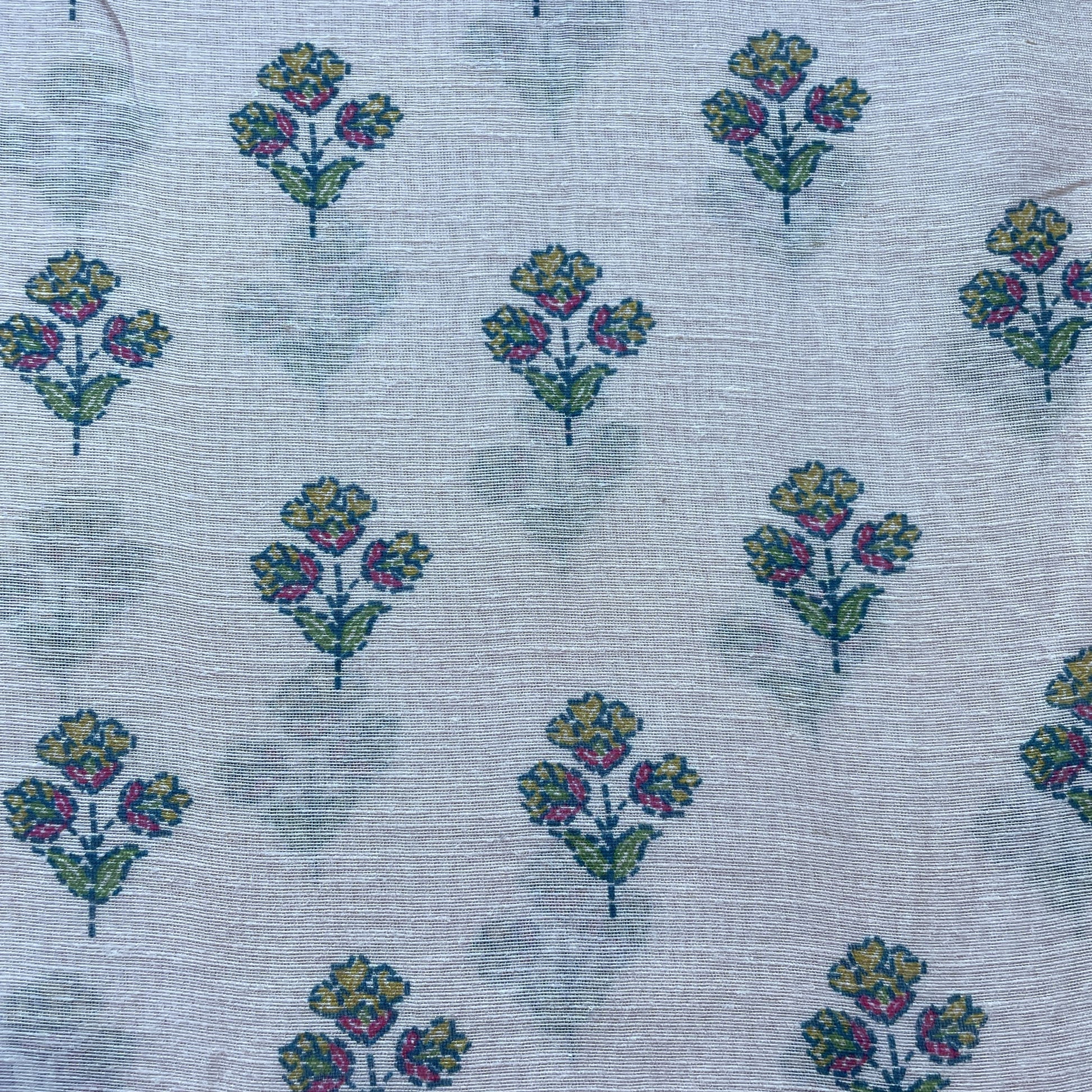 Baby Pink Quirky Print Linen Organza Fabric 17197