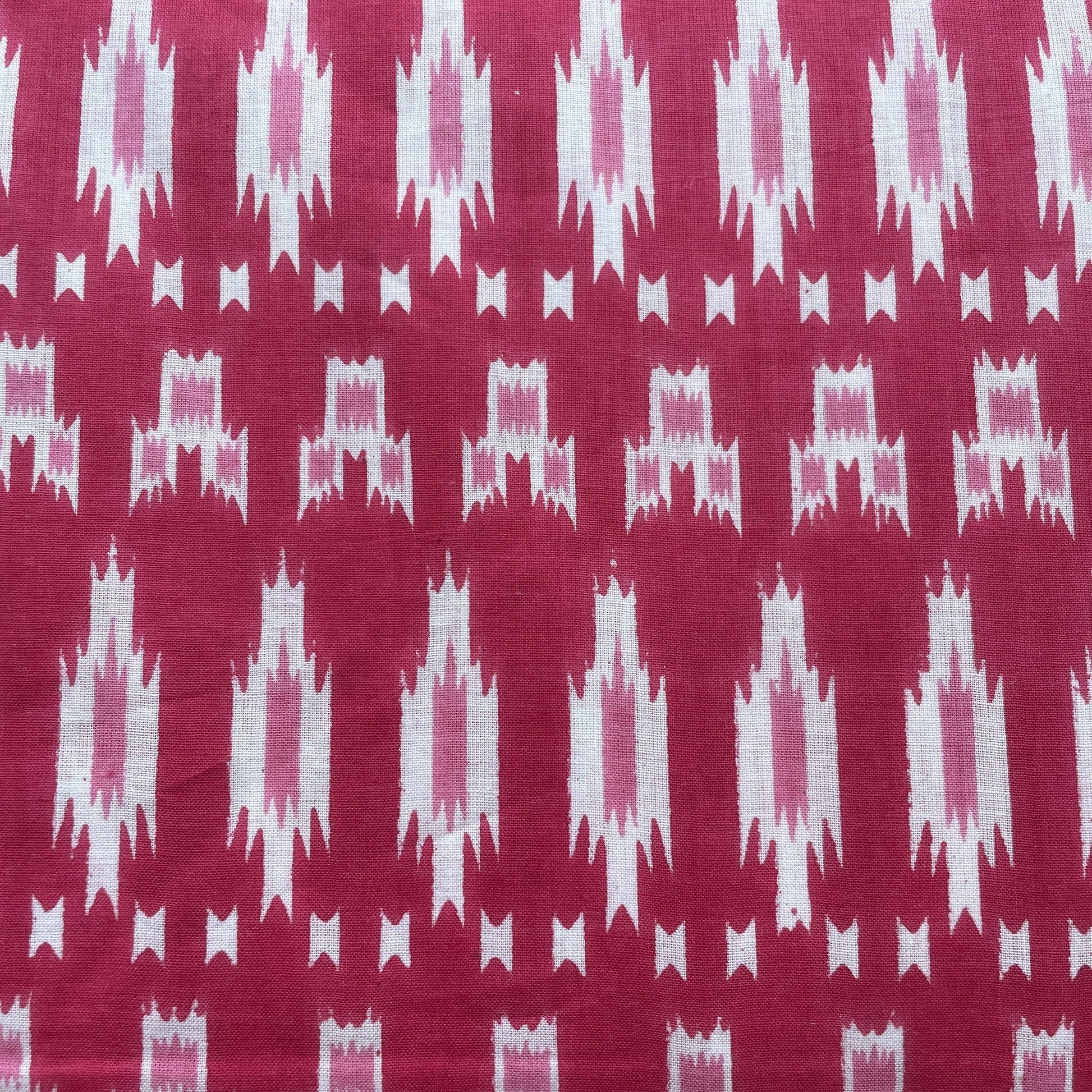 Pink Ikkat Print Cotton Fabric 16231