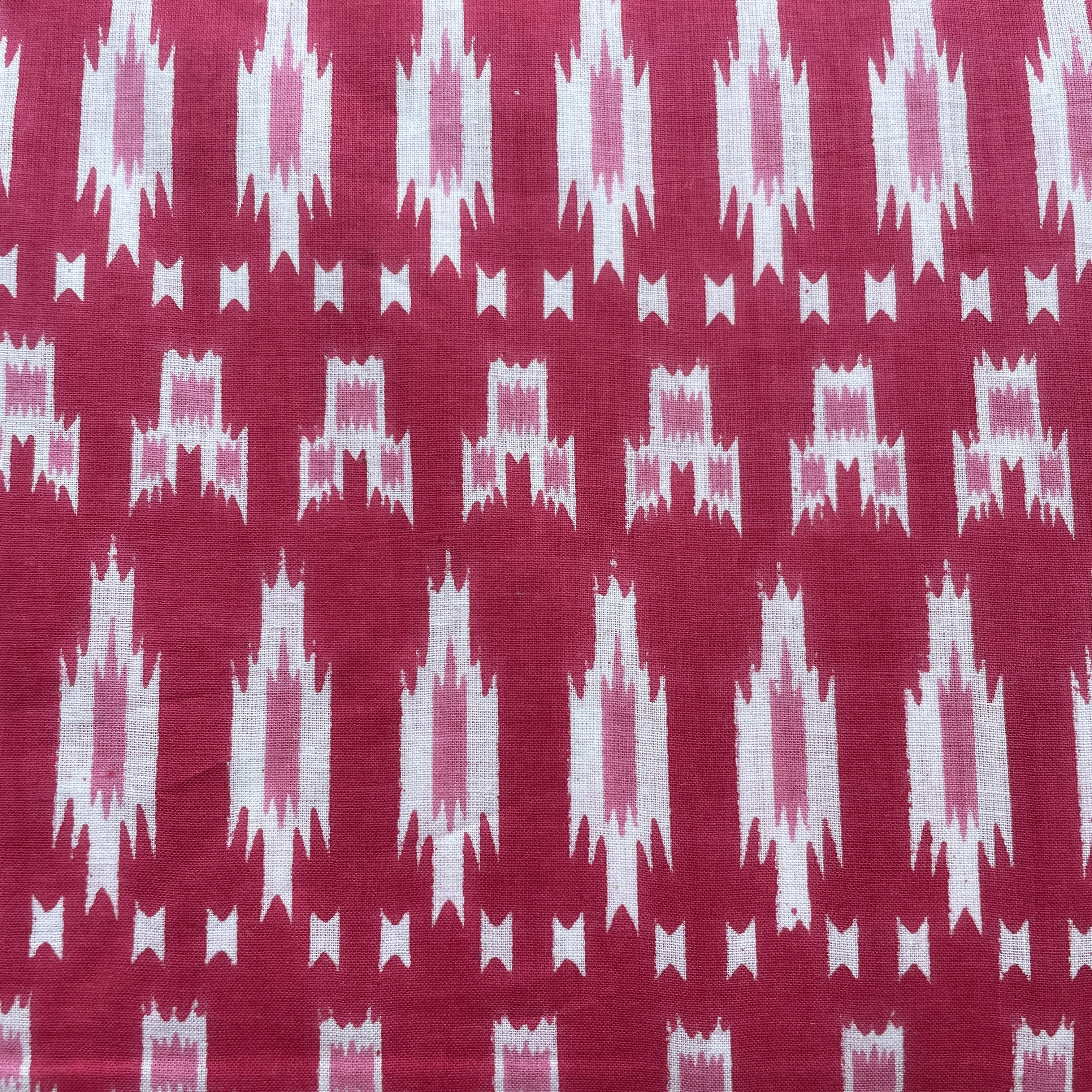 Pink Ikkat Print Cotton Fabric 16231