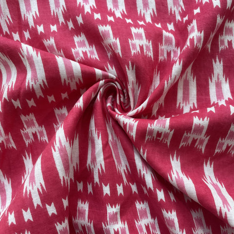 Pink Ikkat Print Cotton Fabric 16231