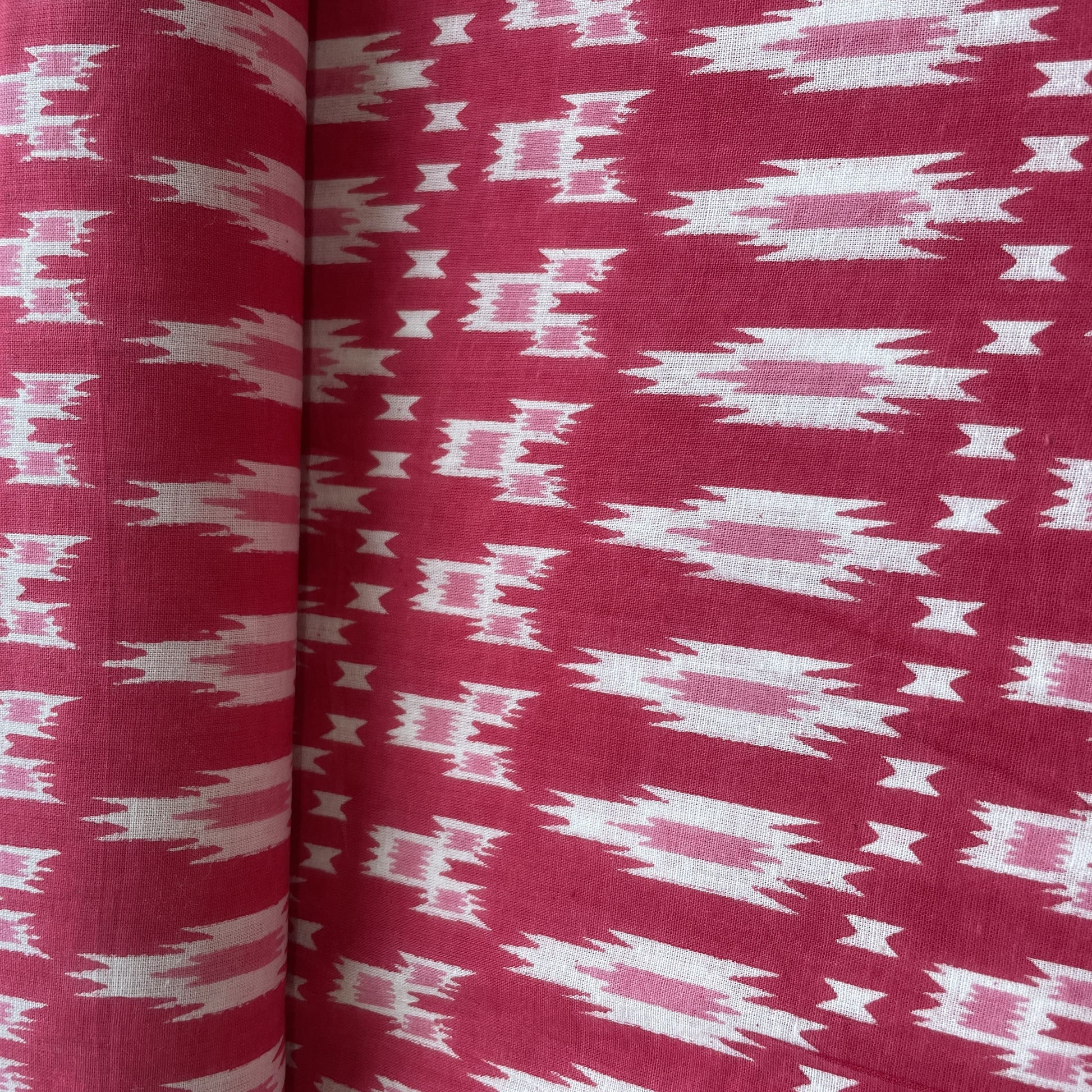 Pink Ikkat Print Cotton Fabric 16231