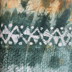 Orange Batik Print Sequence Embroidery Cotton Fabric 11080