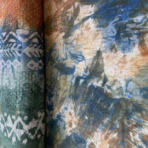 Orange Batik Print Sequence Embroidery Cotton Fabric 11080