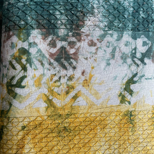Green Batik Print Sequence Embroidery Cotton Fabric 11068