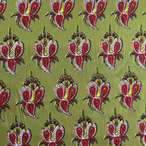 Green Traditional Print Modal Satin Fabric 19946