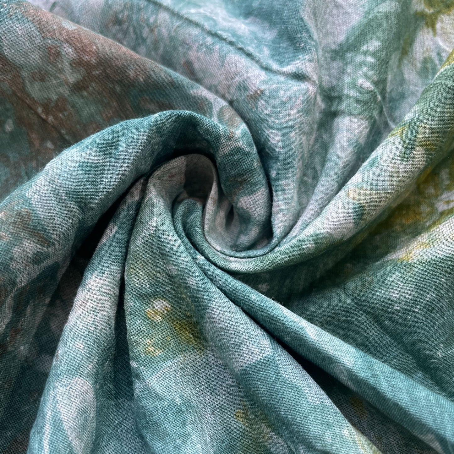Green Batik Print Sequence Embroidery Cotton Fabric 11068