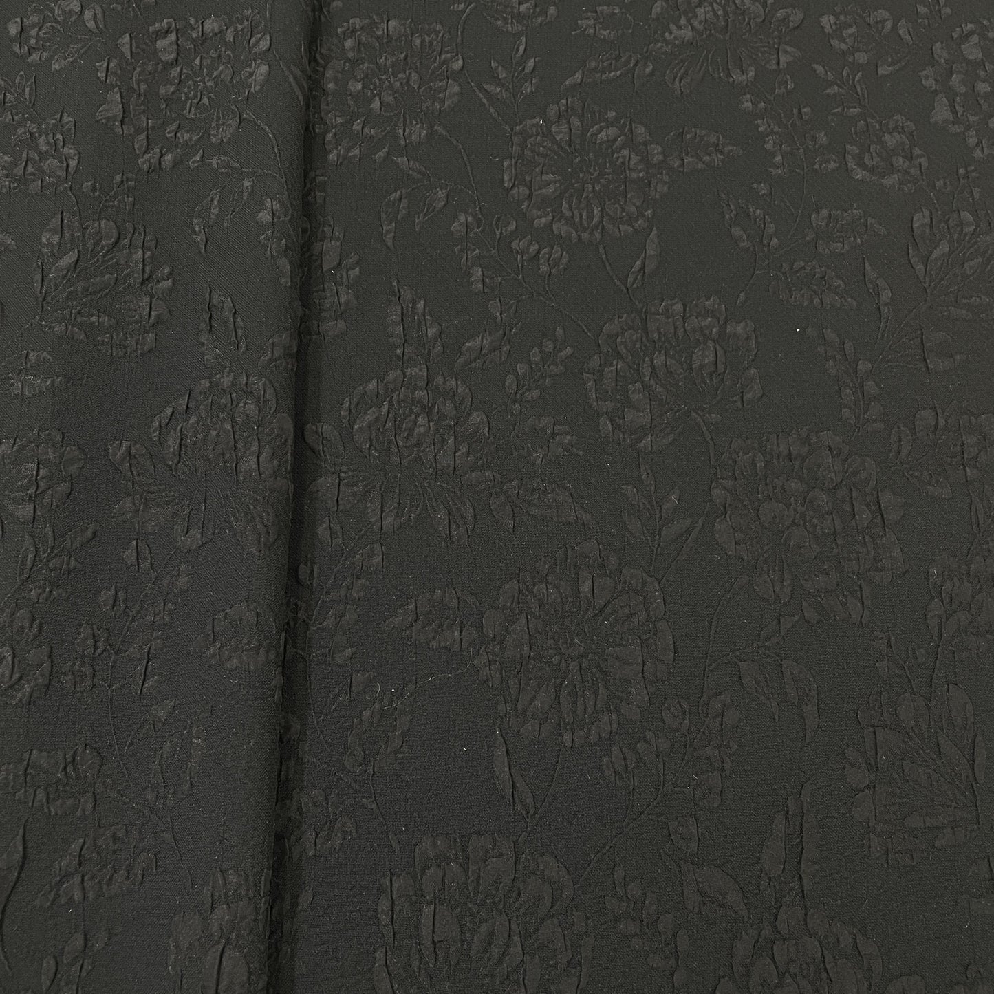 Exclusive Black Floral Embossed Knitted Lycra Fabric