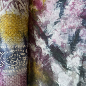 Pink Batik Print Sequence Embroidery Cotton Fabric 11090