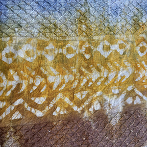 Blue Batik Print Sequence Embroidery Cotton Fabric 11069
